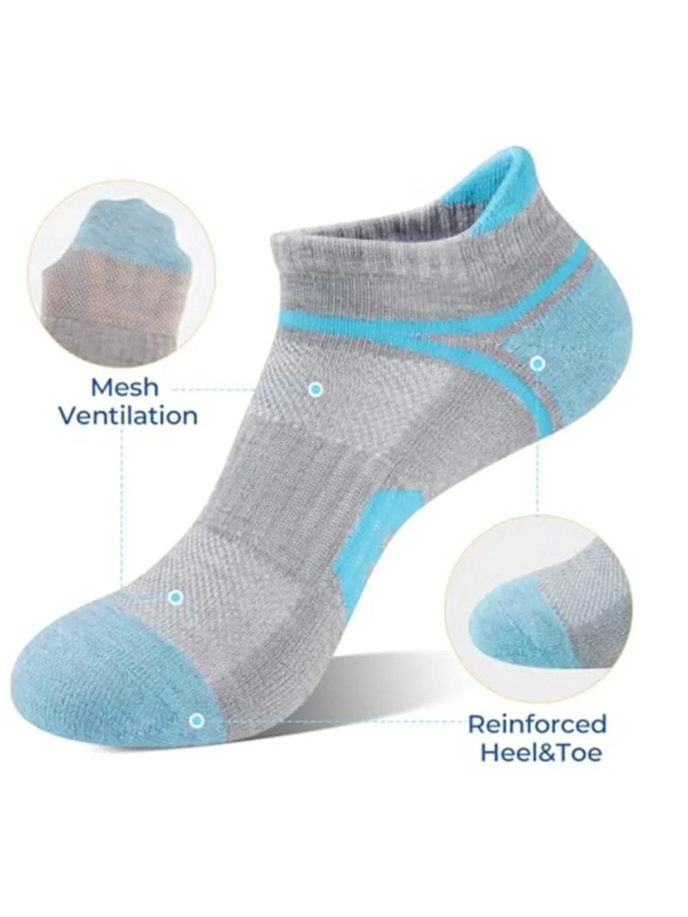 7 Pairs Womens Ankle Socks Athletic Cushion Low cut Mositure Wicking Sports